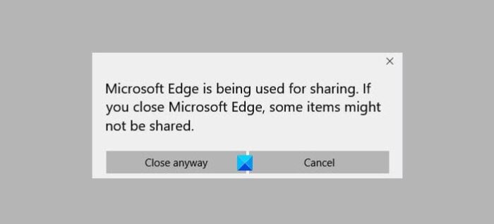 Microsoft Edge는 공유에 사용 중입니다.