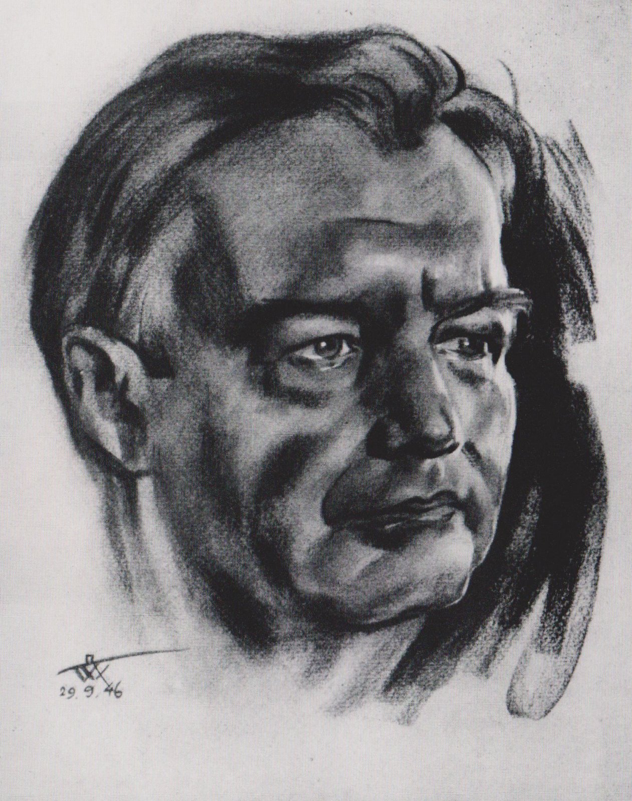 Rudolf Warnecke Portrait, Robert H. Jackson, 1946, Rötel / Kreide auf
