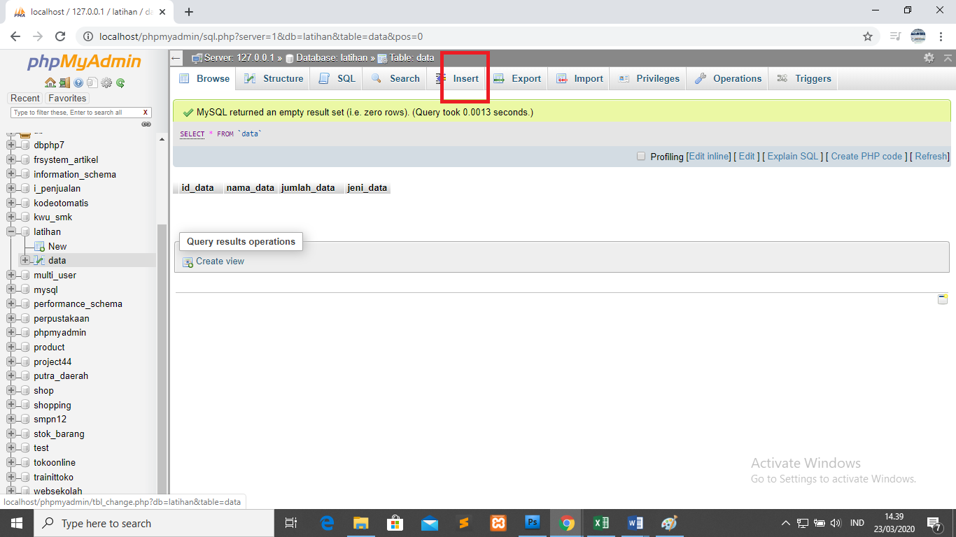 Input, Edit dan Hapus Data Kedalam Table dengan Phpmyadmin