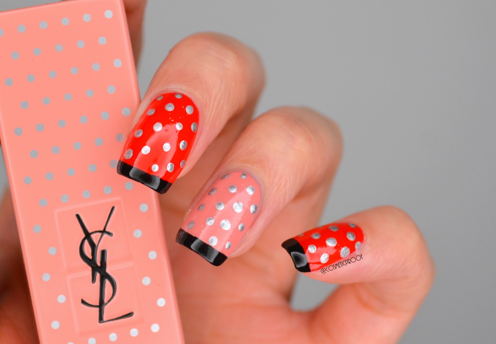 Red and Pink Polka Dot Nail Design - wide 1