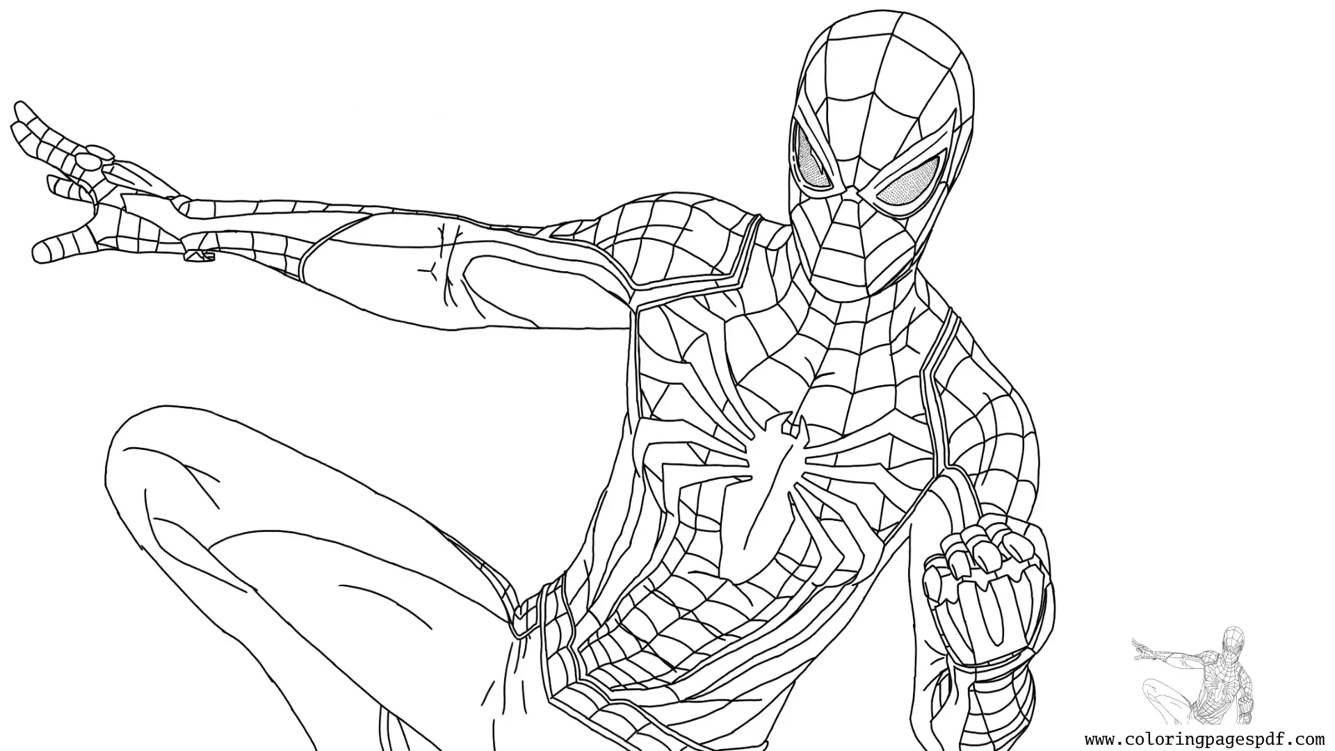 Coloring Page Of Spiderman In A Cool Stance