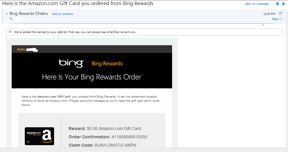 Bing Rewards (amazon gift card emailed)