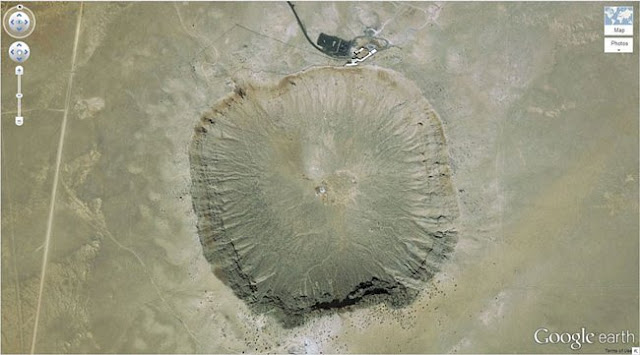 Cratera do meteoro Barringer coisas flagradas pelo google earth, cratera do metoro barringer