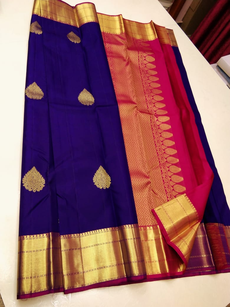 Pure kanchipuram silk Sarees handwoven with classic pattern 9200+ Sant