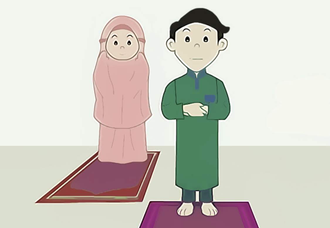 Gambar Orang Sholat Kartun / Cara Menggambar Anak Sholat Berjamaah