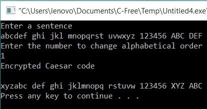 All C Programs: Program 209:Caesar Code Cipher in C
