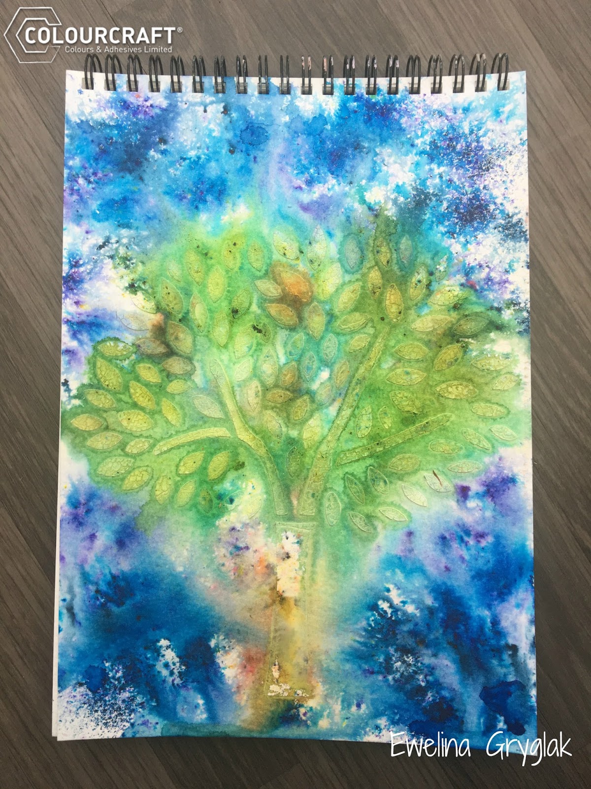 ColourCraft Brusho Tree art journal by Ewelina Gryglak
