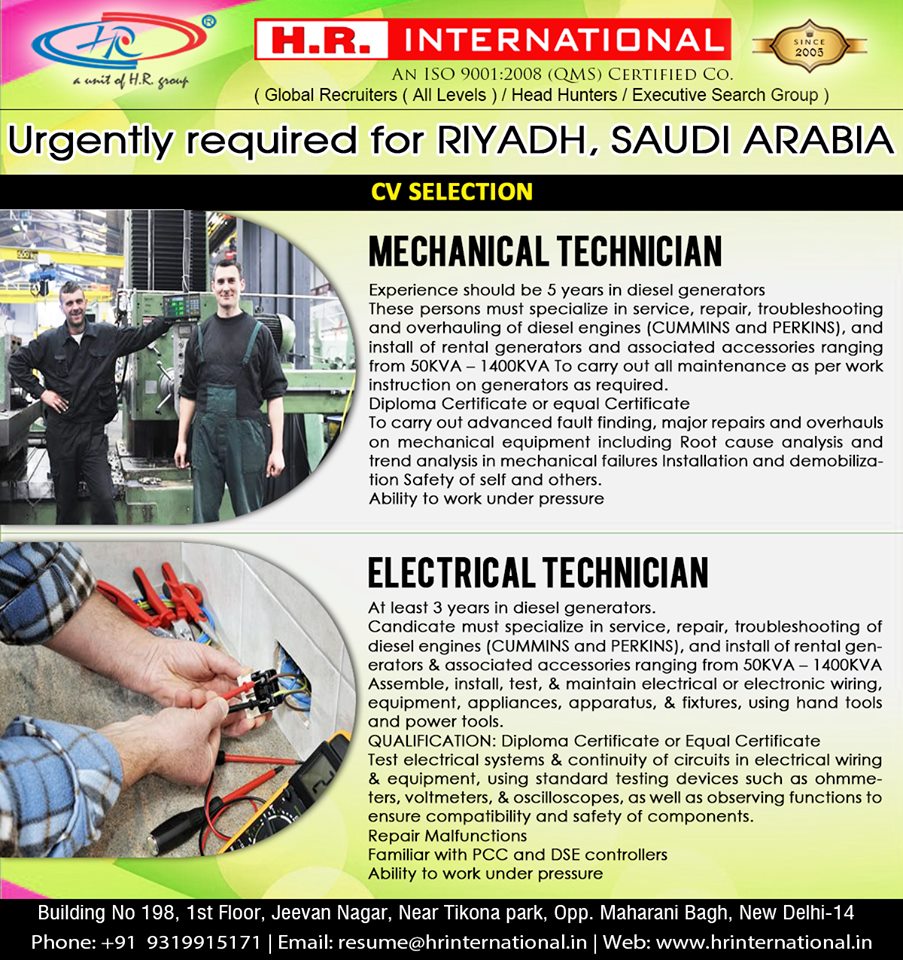 Urgently required for Riyadh Saudi Arabia Urgently required for Riyadh Saudi Arabia
