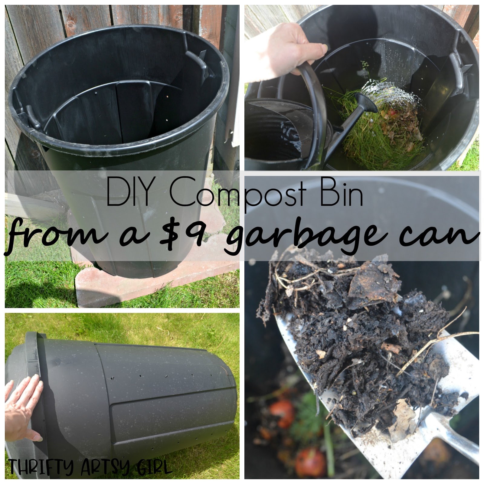 Thrifty Artsy Girl: How to Make a Compost Bin from a $9 Garbage Can