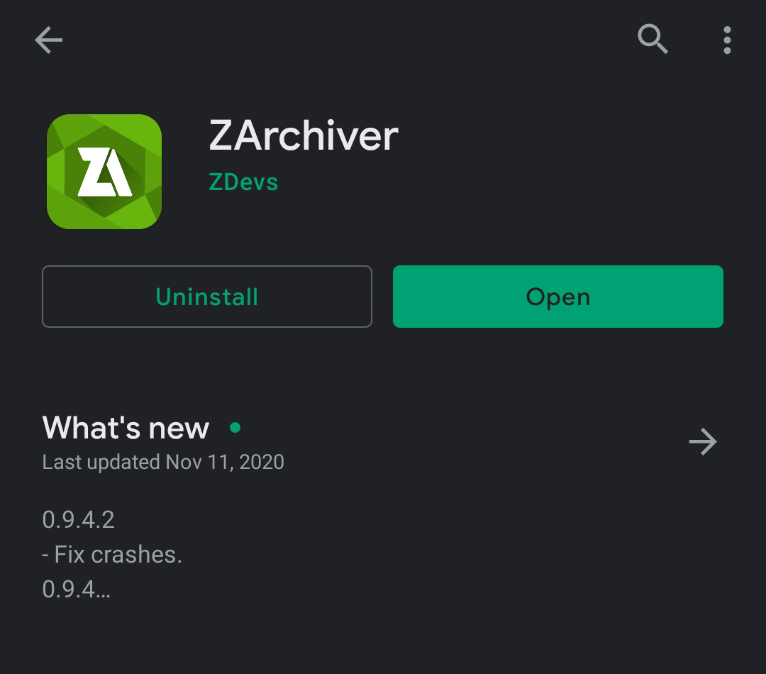 ZArchiver untuk membuka dan membuat file zip