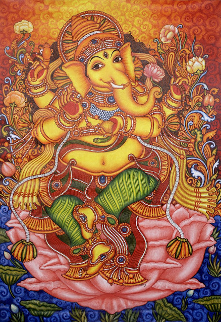 Nritya Ganesha-Dancing Against The Sunset Painting Nritya Ganesha-Dancing Against The Sunset Painting