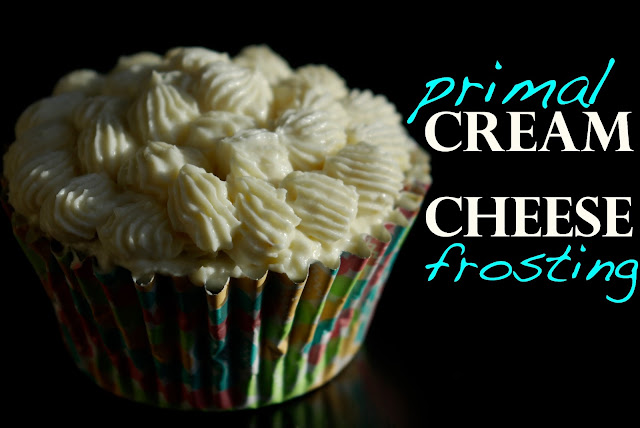 Primal cream cheese frosting on paleo carrot cake