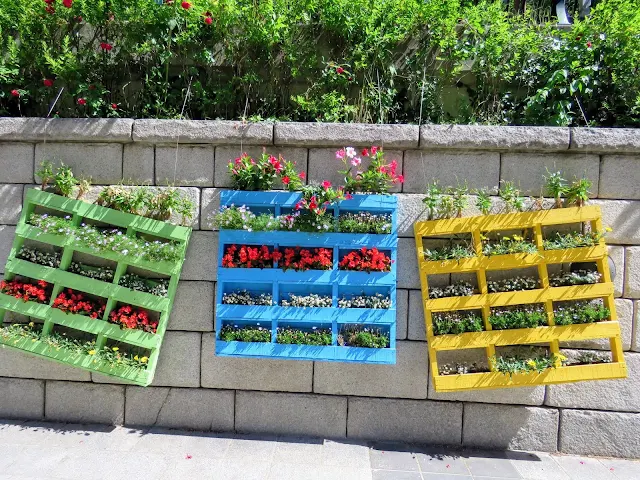 Flower boxes along Cheonggyecheon Stream in Seoul South Korea