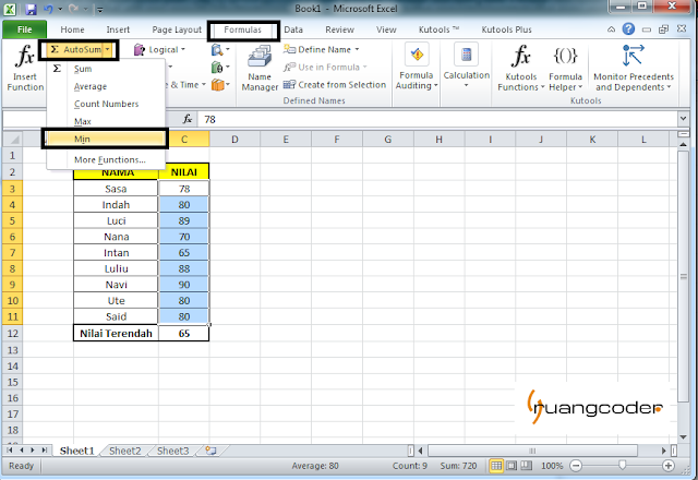 Rumus AUTOMIN Microsoft Excel Rumus AUTOMIN Microsoft Excel