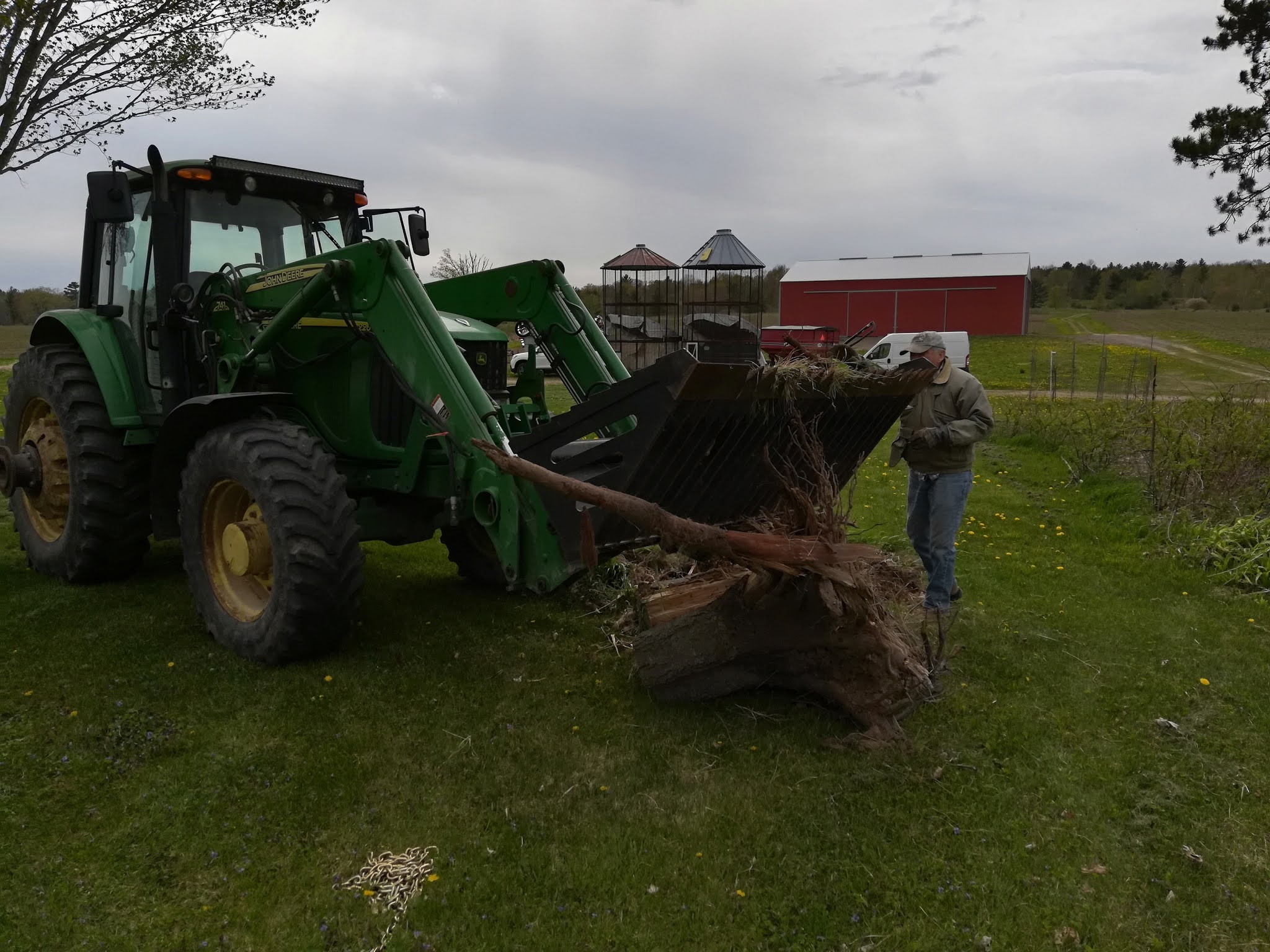 Grass Creek Farm Digging Up a Tree Stump
