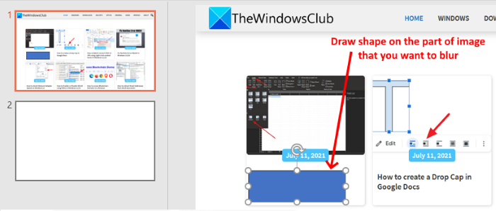 画像をぼかすために形を描くPowerPoint