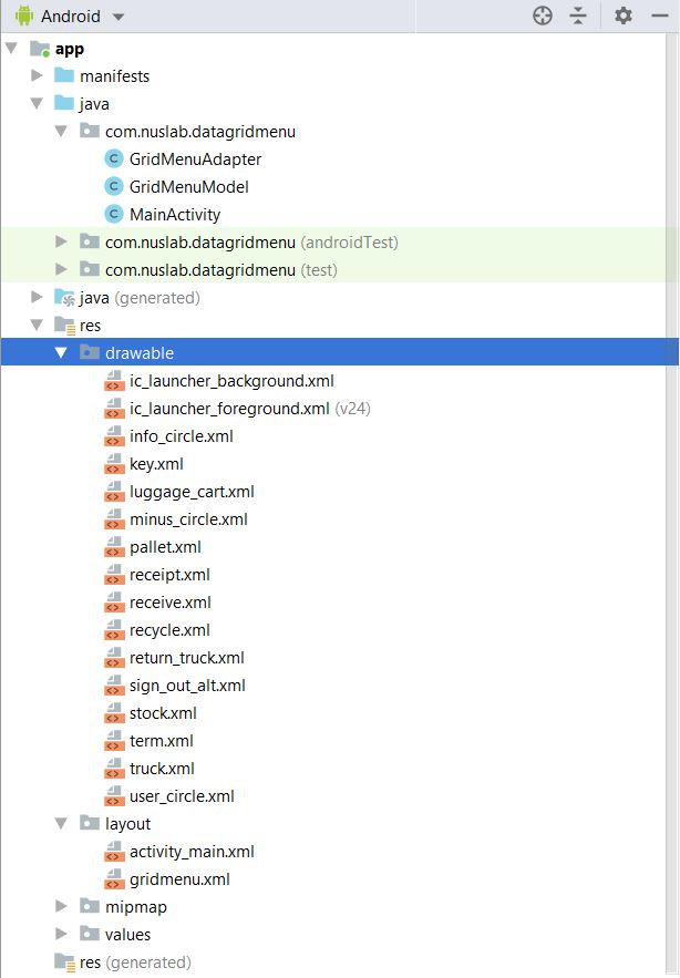 Source code membuat menu menggunakan DataGridView di Android