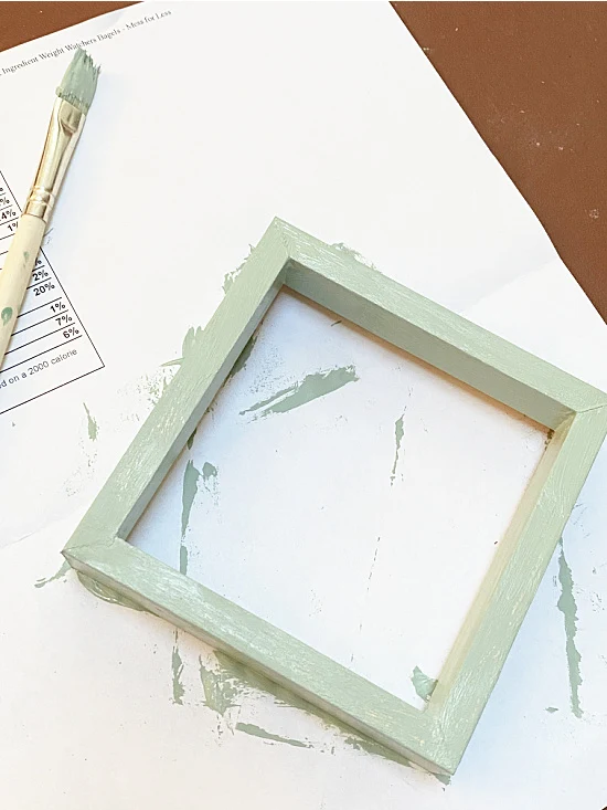 green painted and distressed frame