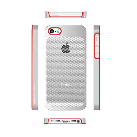 7mm Dieslimest Duo:mesh Red Hexa Silver Case for Iphone5 / 5s - image