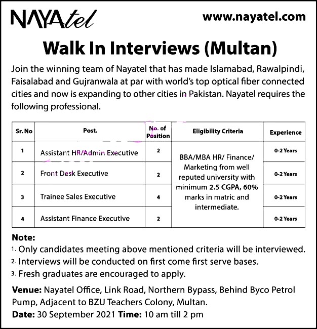 Nayatel  Private Limited Latest Jobs 2021 - Online Apply