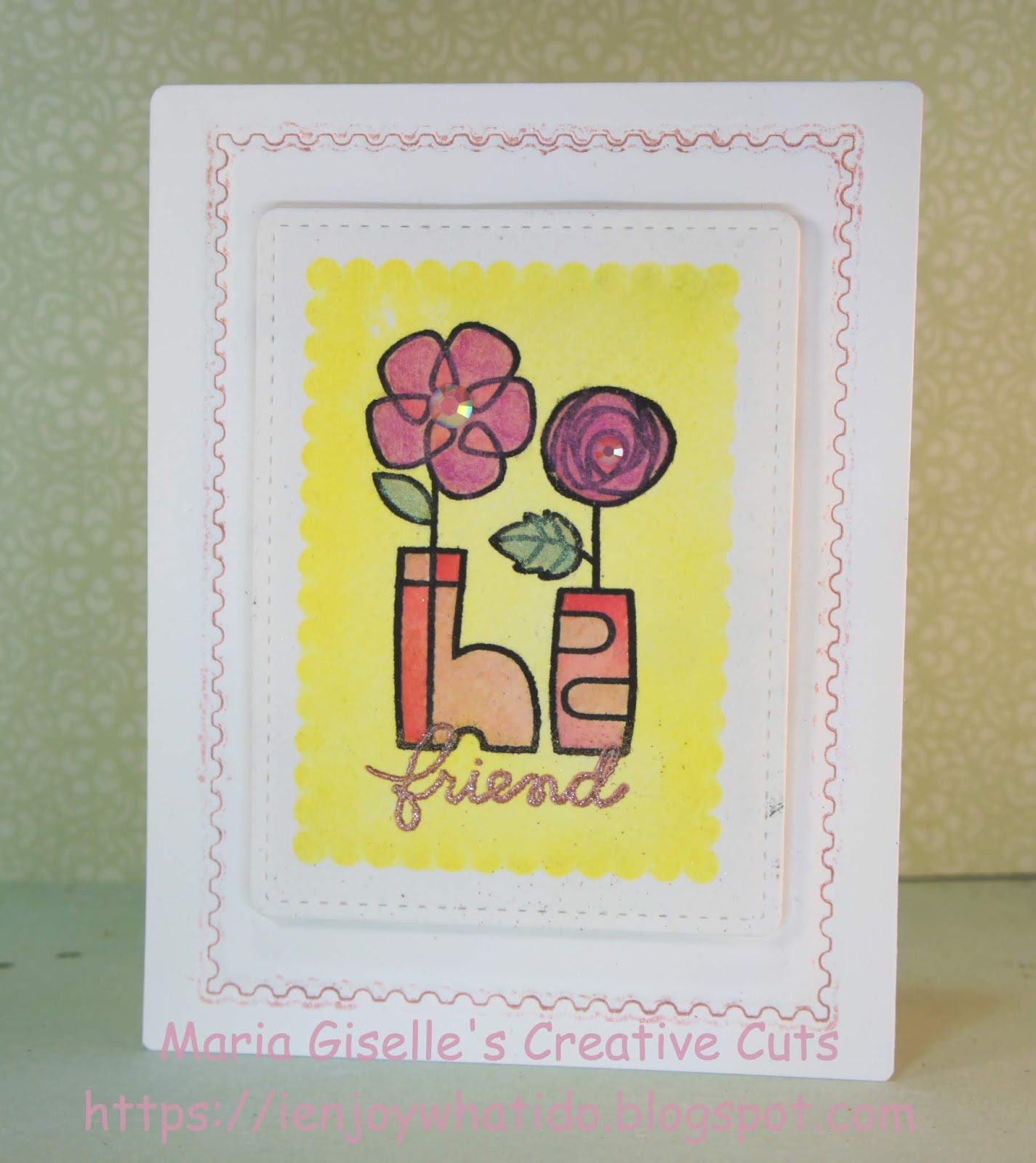 Maria Giselle's Creative Cuts Block Stamping Technique Card