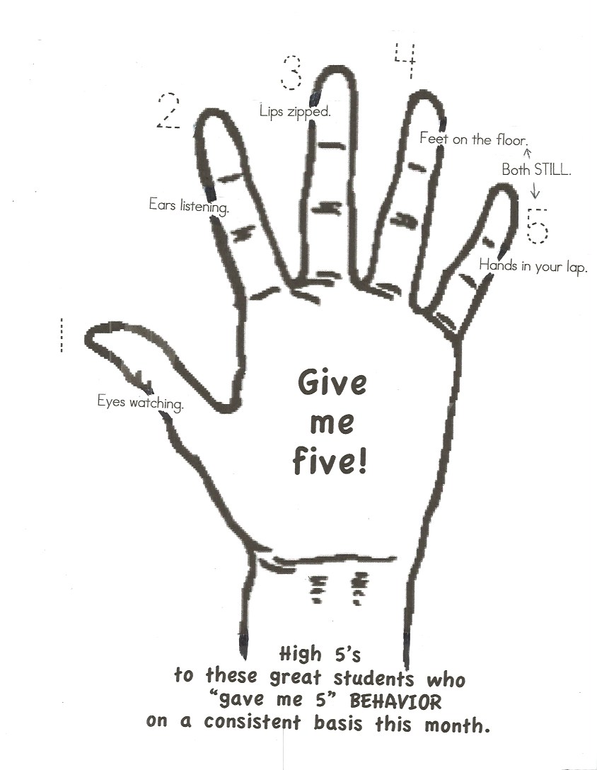 Give Me 5 Anchor Chart-Incentive Poster - Classroom Freebies