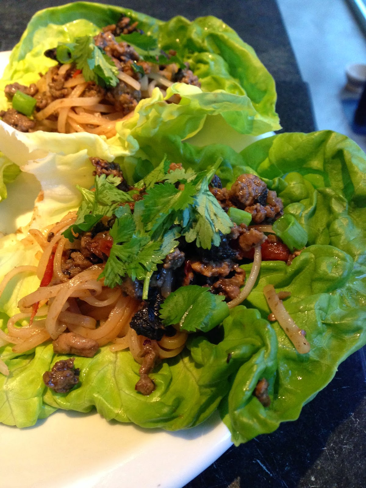 The Meat and Potatoes Foodie Chicken Lettuce Wraps with Rice Noodles
