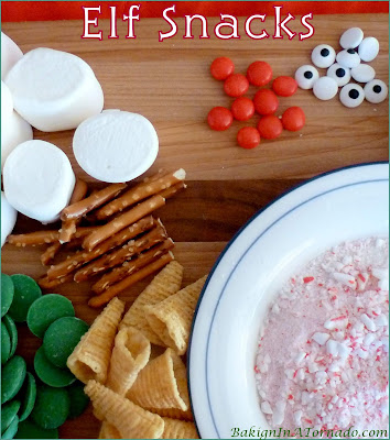 Elf Snacks, a fun project to make, a festive no-bake but fully edible addition to your holiday dessert table. | Recipe developed by www.BakingInATornado.com | #recipe #Christmas