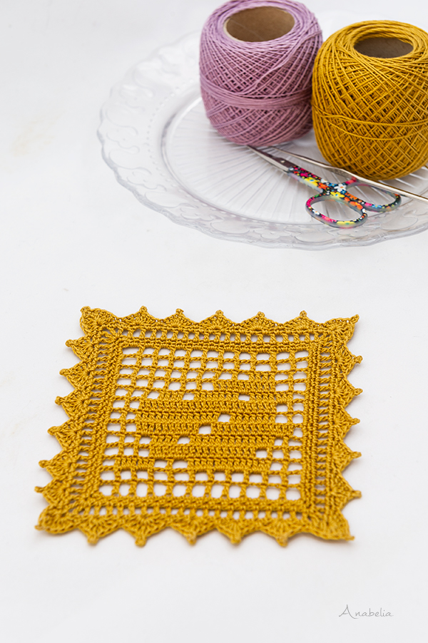 Fall Leaf coasters, free crochet filet pattern by Anabelia Craft Design