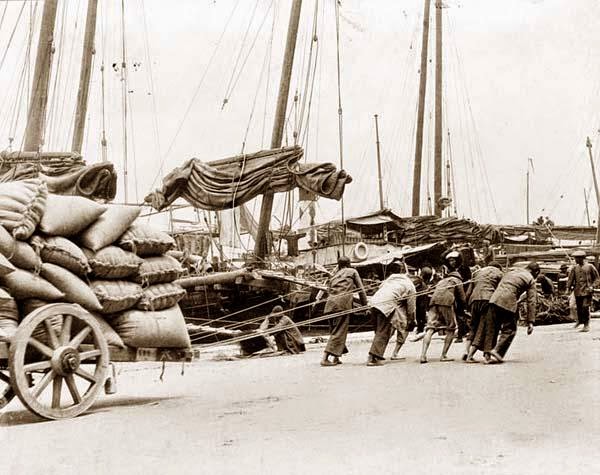 Trabajadores del puerto de Hong Kong 1890