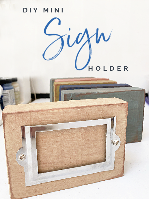 wooden sign holder and Pinterest overlay