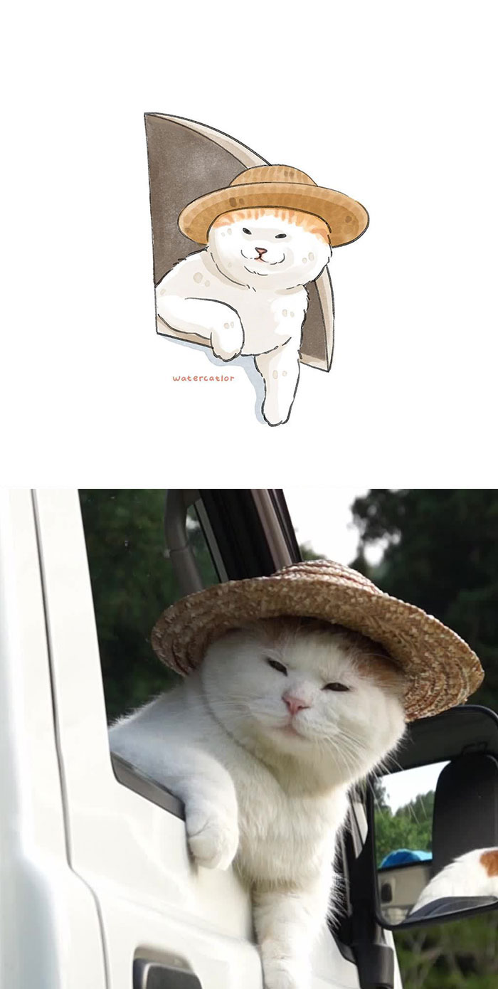 11 Gambar Lukisan Kucing Yang Comel Dan Menarik