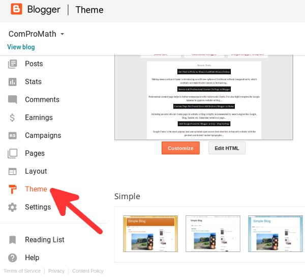 Where is the Template Option in Blogger Showing Theme instead of Template Option Blogger