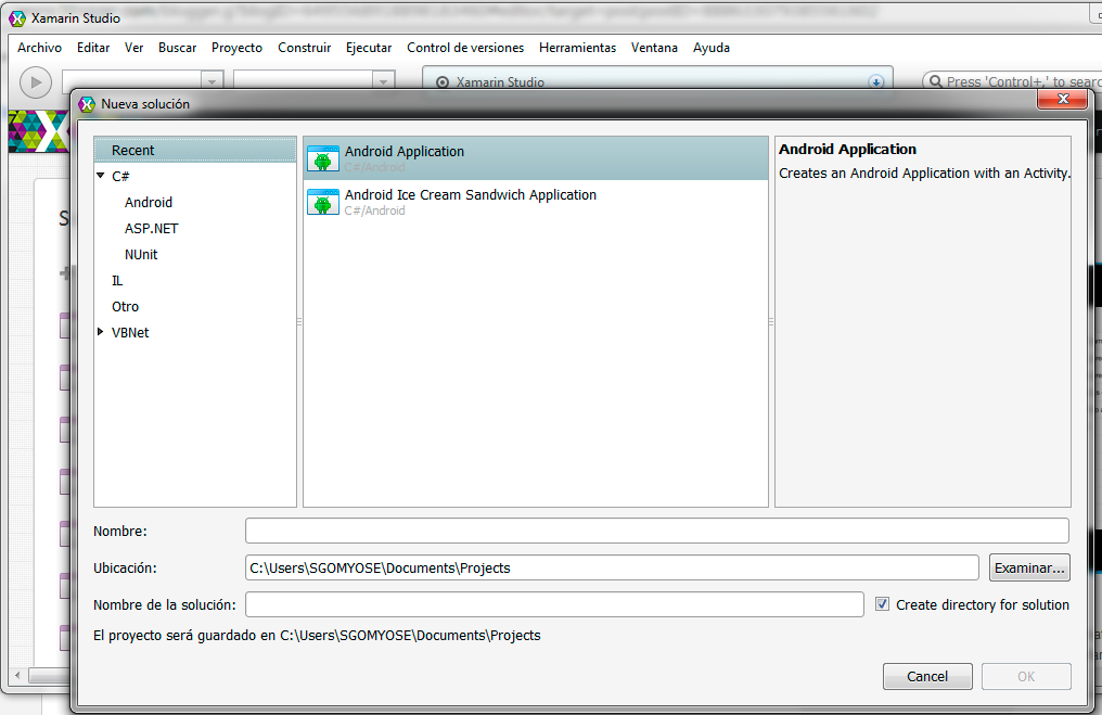 Uso de spinner Xamarin.Android