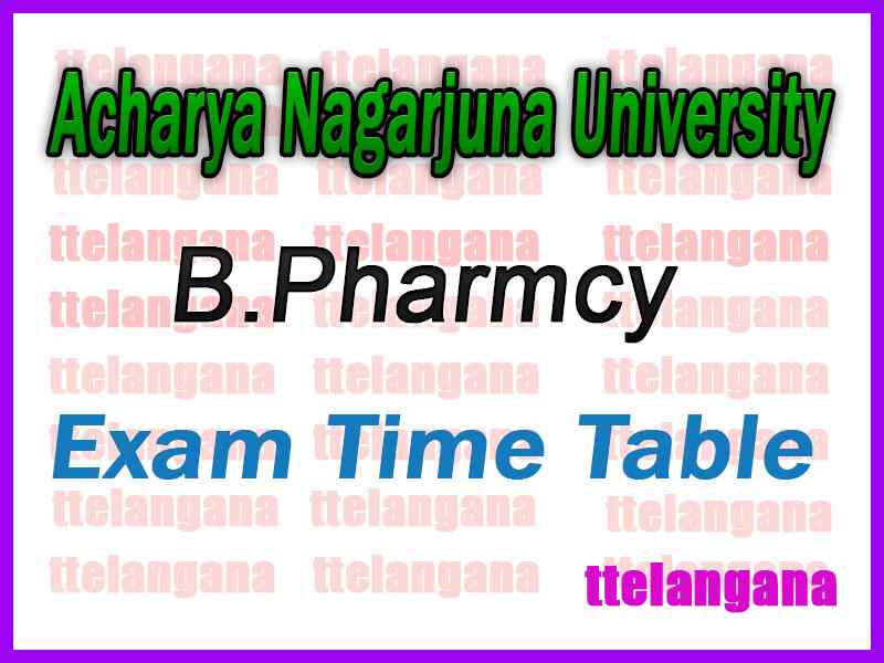 Acharya Nagarjuna University B.Pharmacy Exam Time Table