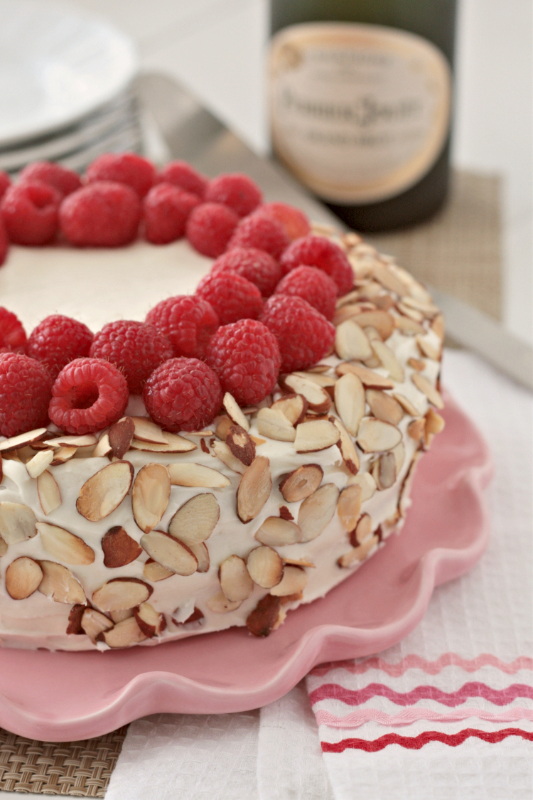 almond white cake with raspberry