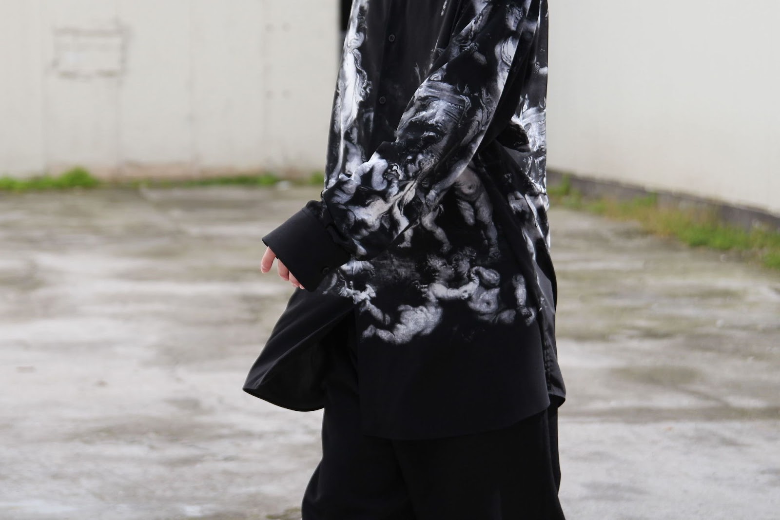 新品 LAD MUSICIAN 21ss 花柄ビックシャツ ネイビー 44-
