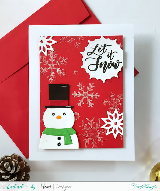 Quick Christmas Cards, Christmas cards with stencils, Craftangles stencils, craftangles snowflake stencil, Simon says stamp Snowman die, , Quillish