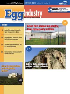 Egg Industry. News for the egg industry worldwide - October 2015 | TRUE PDF | Mensile | Professionisti | Tecnologia | Distribuzione | Uova
Egg Industry is regarded as the standard for information on current issues, trends, production practices, processing, personalities and emerging technology.
Egg Industry is a pivotal source of news, data and information for decision-makers in the buying centers of companies producing eggs and further-processed products.