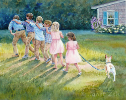 watercolor children painting memories custom wedding playing paintings backyard oil 8x10