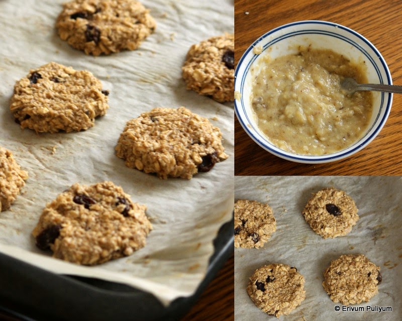 Erivum Puliyum Oatmeal Cookies (No Sugar & Butter) Chewy Cookies