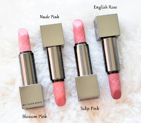 Burberry Kisses Lipstick Review Tulip Pink English Rose Swatches