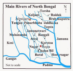 Overview map showing Chalan Beel among the main rivers in North Bengal