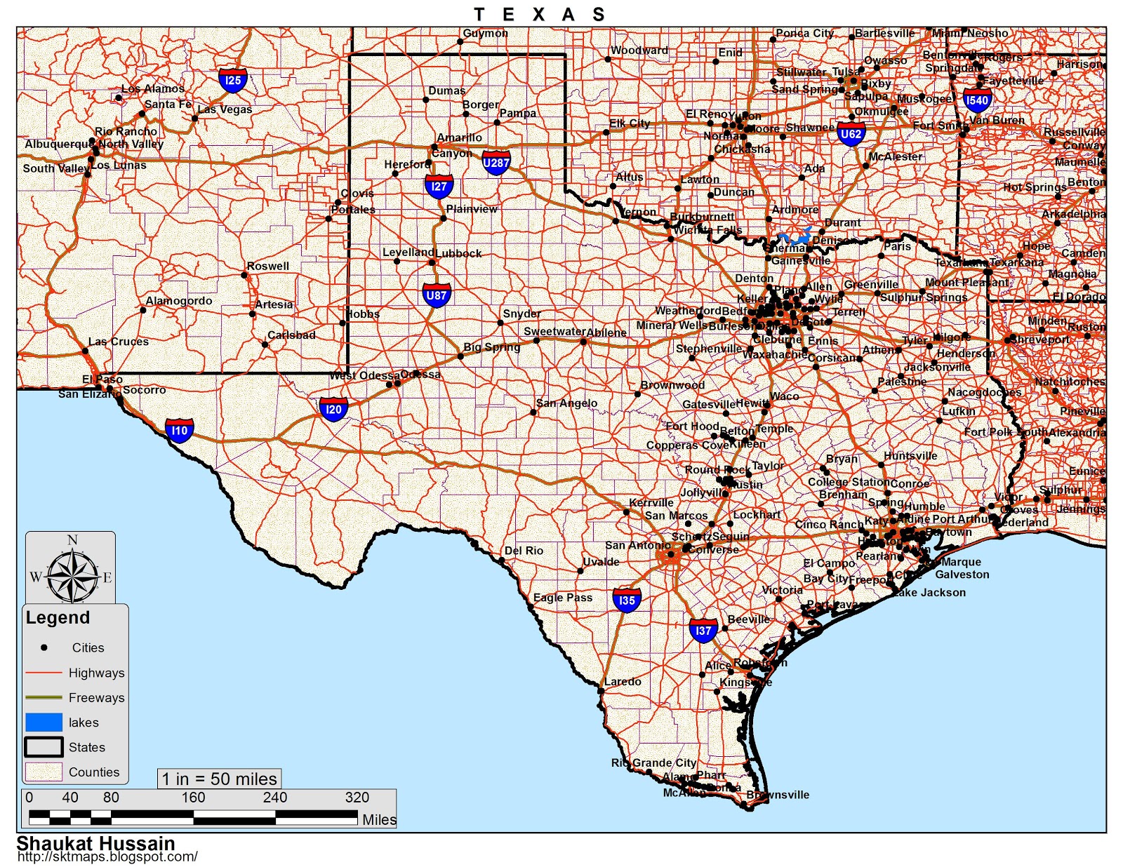Mapa De Texas Con Nombres