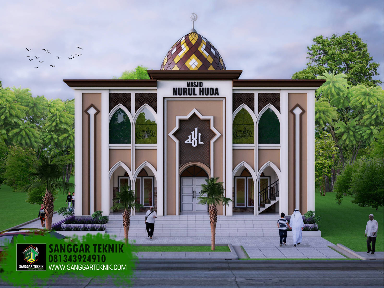 DESAIN MASJID MINIMALIS 13 x 14.5 METER ( 2 LANTAI ) SANGGAR TEKNIK