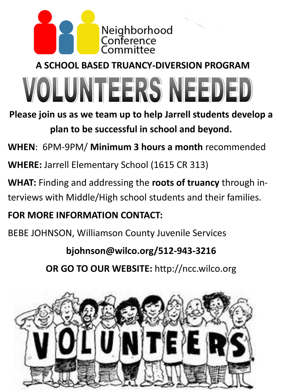 Jarrell Volunteers Needed at JISD for School Based TruancyDiversion