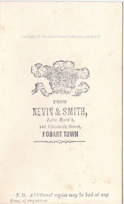 Bearded young man, verso Nevin & Smith, Hobart 1868