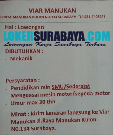 Loker Surabaya Terbaru Di Viar Manukan Juni 2019 Lowongan Kerja Surabaya Januari 2021 Lowongan Kerja Jawa Timur Terbaru