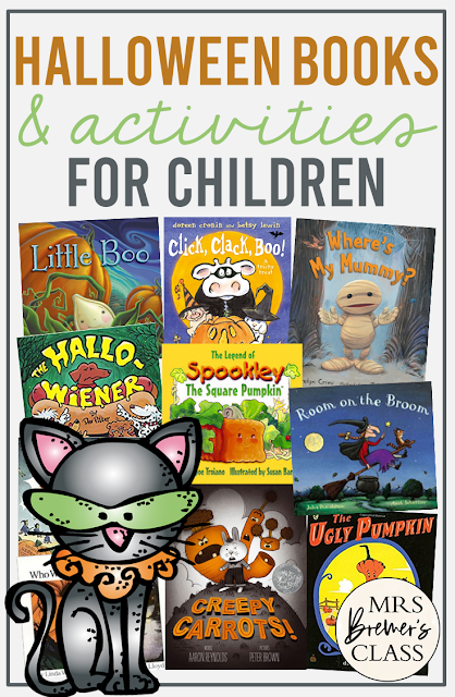 Favorite Halloween books for kids, with companion activities, craftivities, and book study resources. Packed with fun literacy ideas and standards based guided reading activities for K-2. Common Core aligned. #Halloween #picturebookactivities #bookstudy #kindergarten #literacy #1stgrade #2ndgrade #guidedreading #bookstudies #bookcompanion #bookcompanions #halloweenbooks #1stgradereading #2ndgradereading