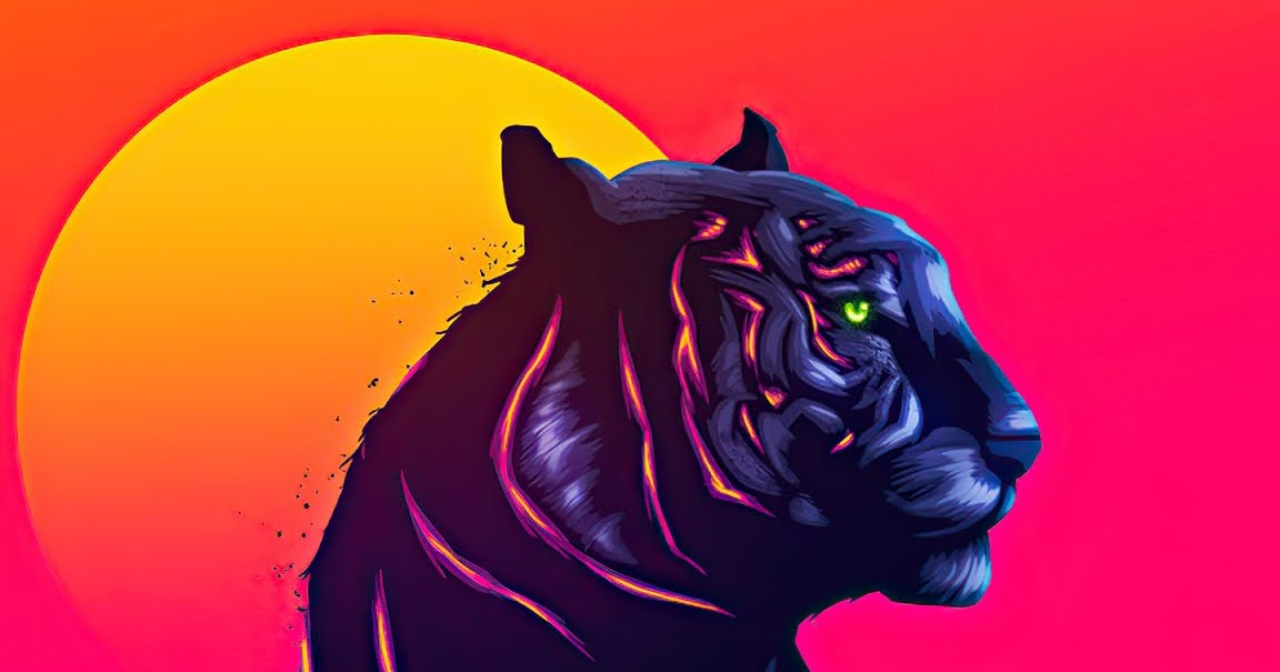 Sunset Neon Tiger iPhone 11 Wallpaper